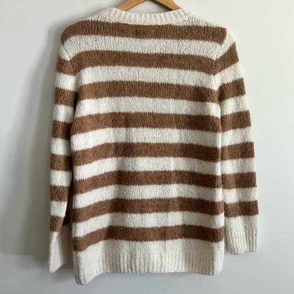 Lou & Grey Cream Tan Striped Cozy Alpaca Wool Blend Sweater - Picture 2 of 5